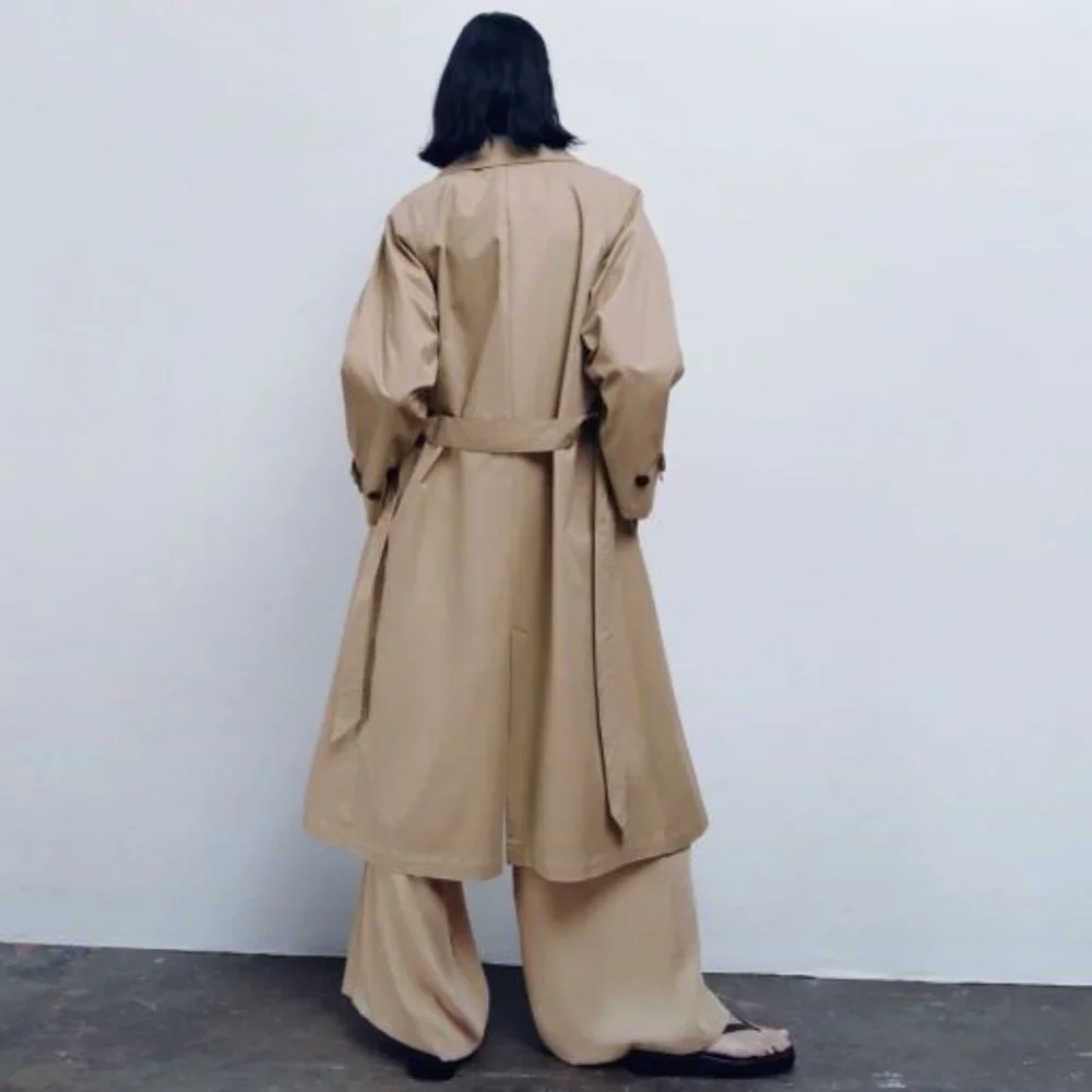 Zara Basic Belted Trench Coat Beige NWT - Picture 11 of 17